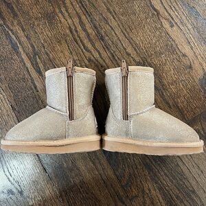 Tan Suede Ankle Boots with Zipper for toddlers kids warm lining